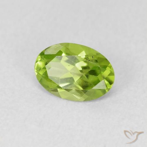 0.73 ct Green Peridot Stone, Natural Peridot in Oval Facet Shape for Sale