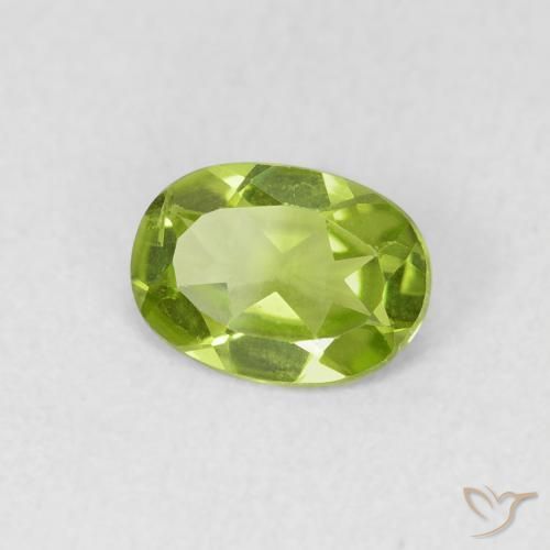 0.74 ct Green Peridot Stone, Natural Peridot in Oval Facet Shape for Sale