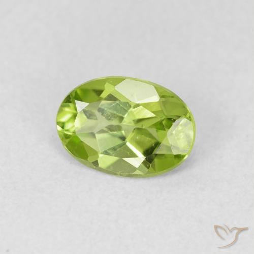 0.79 ct Green Peridot Stone, Natural Peridot in Oval Facet Shape for Sale