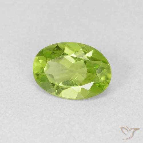 0.77 ct Green Peridot Stone, Natural Peridot in Oval Facet Shape for Sale
