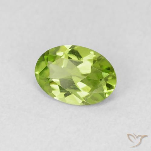 0.73 ct Green Peridot Stone, Natural Peridot in Oval Facet Shape for Sale