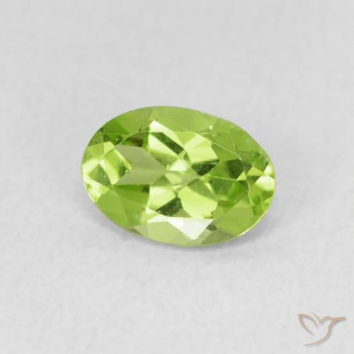0.78 ct Green Peridot Stone, Natural Peridot in Oval Facet Shape for Sale