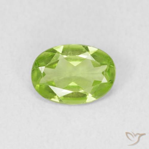 0.76ct Natural Light Lively Green Peridot, Oval, VVS-VS