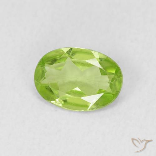 0.76 ct Green Peridot Stone, Natural Peridot in Oval Facet Shape for Sale