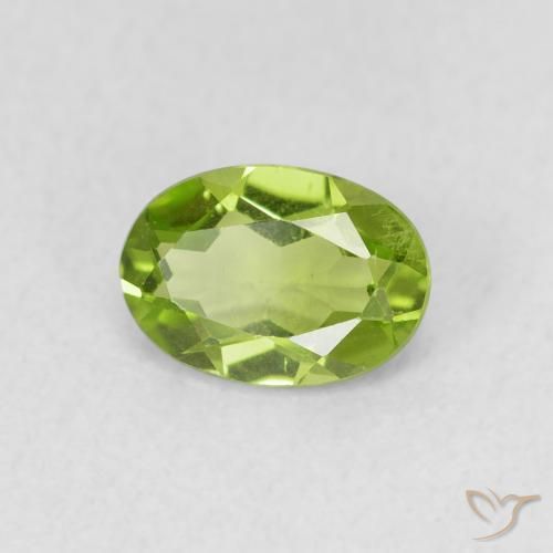 0.84 ct Green Peridot Stone, Natural Peridot in Oval Facet Shape for Sale