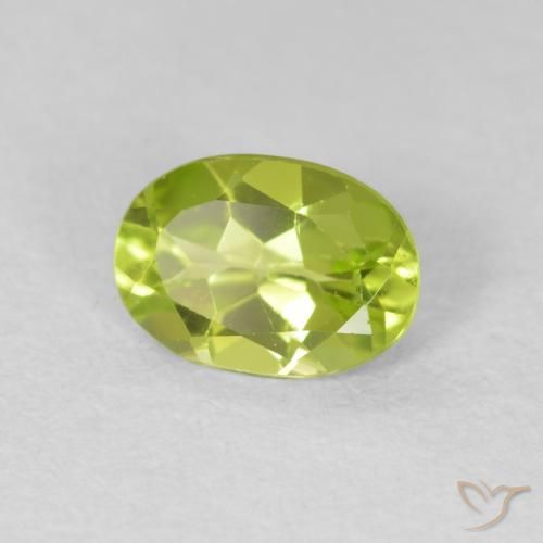 0.71 ct Green Peridot Stone, Natural Peridot in Oval Facet Shape for Sale