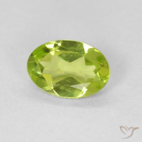 0.75 ct Green Peridot Stone, Natural Peridot in Oval Facet Shape for Sale
