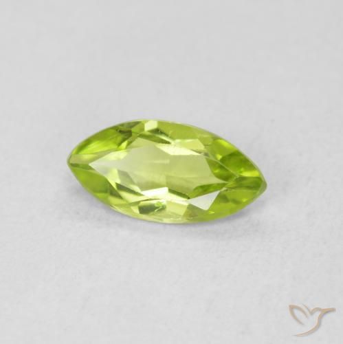 0.56 ct Green Peridot Stone, Natural Peridot in Marquise Facet Shape for Sale