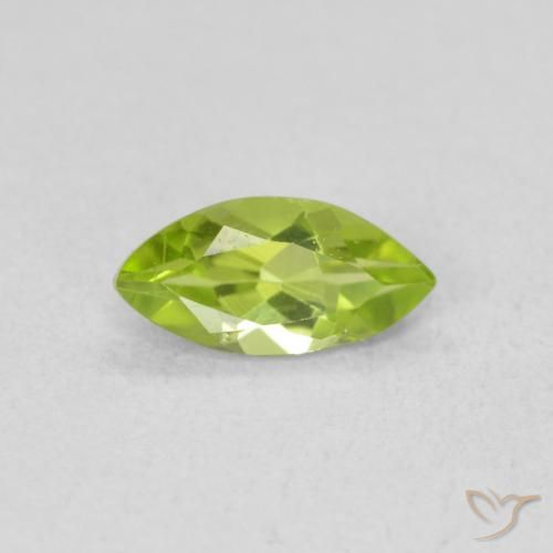 0.60ct Natural Medium Green Peridot, Marquise, VS
