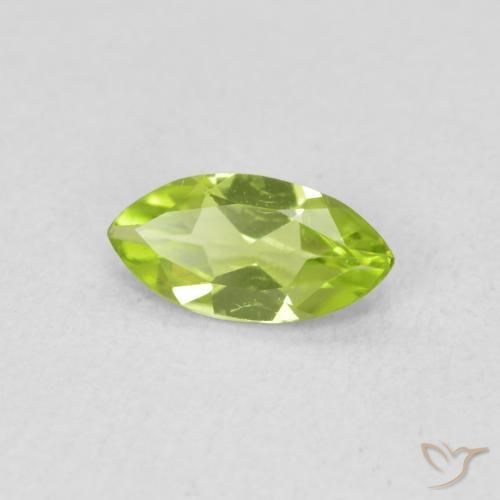 0.54 ct Green Peridot Stone, Natural Peridot in Marquise Facet Shape for Sale