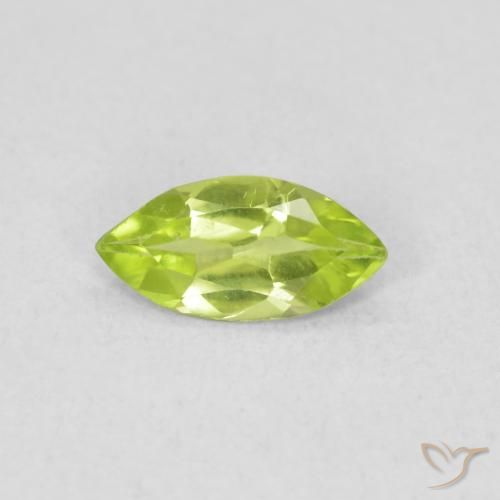 0.47ct Natural Medium Green Peridot, Marquise, VS
