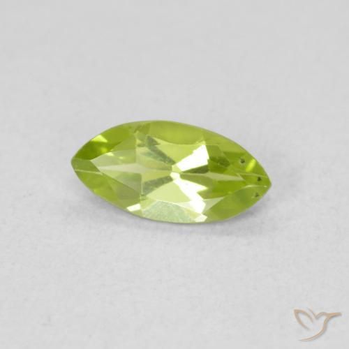 0.55 ct Green Peridot Stone, Natural Peridot in Marquise Facet Shape for Sale
