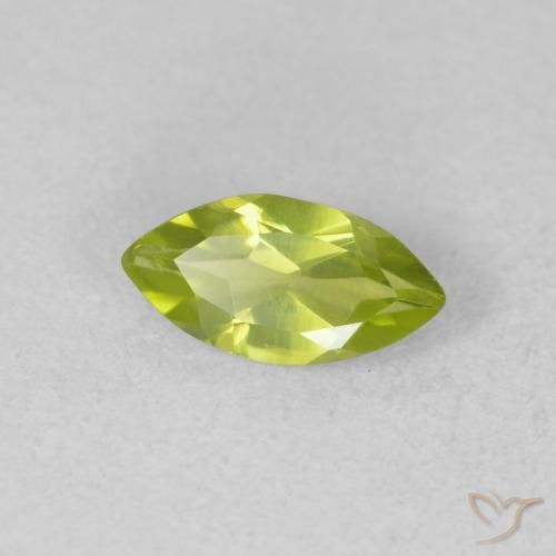 0.63 ct Green Peridot Stone, Natural Peridot in Marquise Facet Shape for Sale