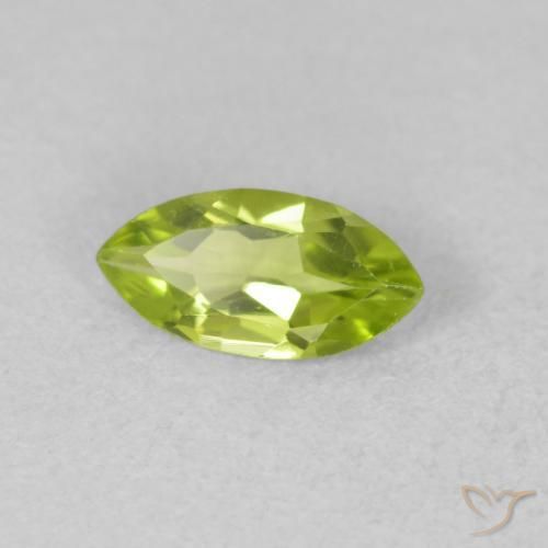0.52 ct Green Peridot Stone, Natural Peridot in Marquise Facet Shape for Sale