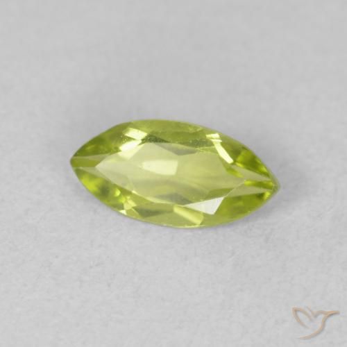 0.56 ct Green Peridot Stone, Natural Peridot in Marquise Facet Shape for Sale