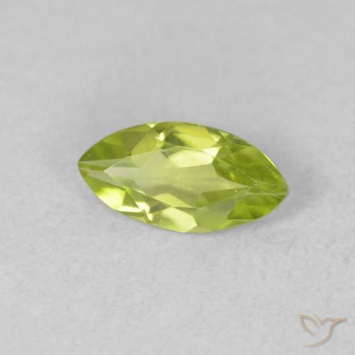 0.55 ct Green Peridot Stone, Natural Peridot in Marquise Facet Shape for Sale