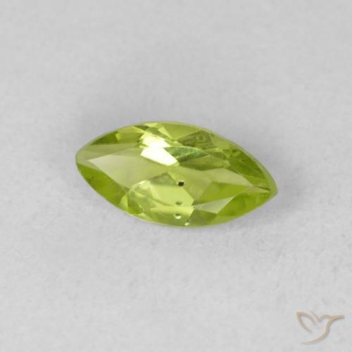 0.63 ct Green Peridot Stone, Natural Peridot in Marquise Facet Shape for Sale