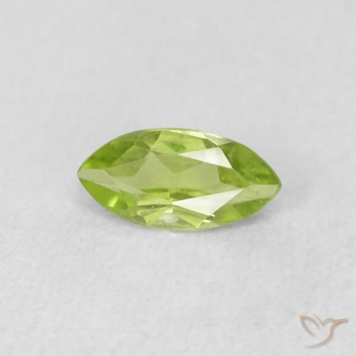 0.63 ct Green Peridot Stone, Natural Peridot in Marquise Facet Shape for Sale