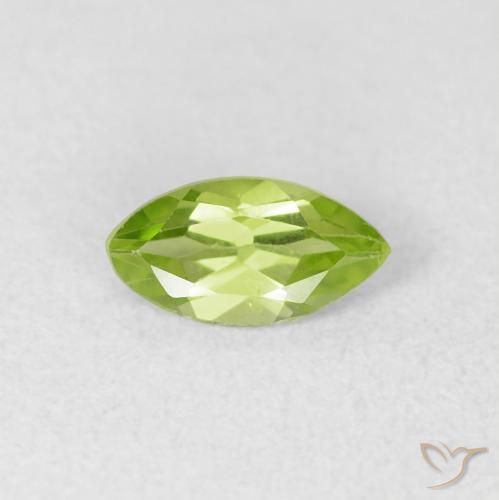 0.64ct Natural Light Lively Green Peridot, Marquise, VS