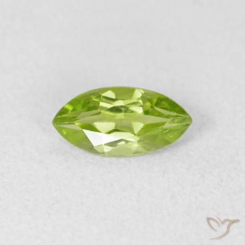 0.65ct Natural Light Lively Green Peridot, Marquise, VS