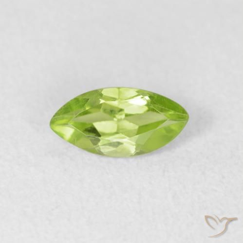 0.60ct Natural Light Lively Green Peridot, Marquise, VS