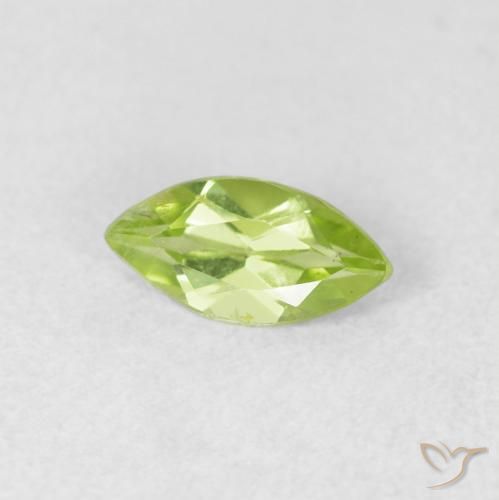 0.57 ct Green Peridot Stone, Natural Peridot in Marquise Facet Shape for Sale