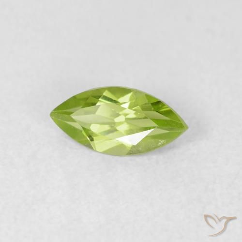 0.65 ct Green Peridot Stone, Natural Peridot in Marquise Facet Shape for Sale