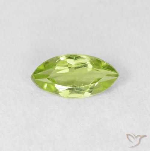 0.58ct Natural Light Lively Green Peridot, Marquise, VS