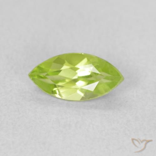 0.62ct Natural Medium Green Peridot, Marquise, VS