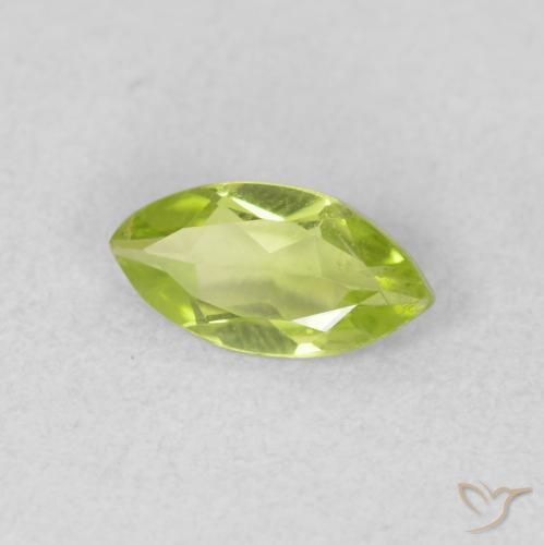 0.56 ct Green Peridot Stone, Natural Peridot in Marquise Facet Shape for Sale