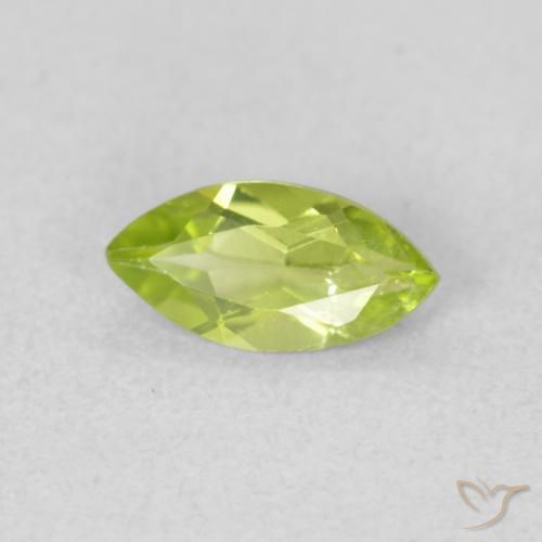0.58 ct Green Peridot Stone, Natural Peridot in Marquise Facet Shape for Sale