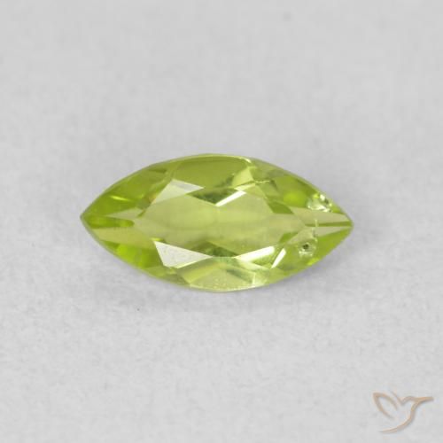0.55ct Natural Medium Green Peridot, Marquise, VS