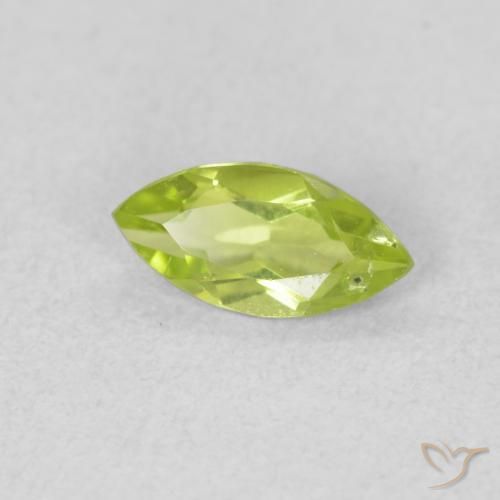0.55 ct Green Peridot Stone, Natural Peridot in Marquise Facet Shape for Sale