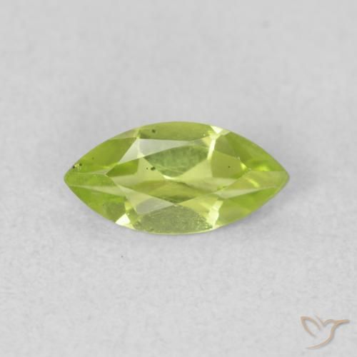 0.59ct Natural Medium Green Peridot, Marquise, VS