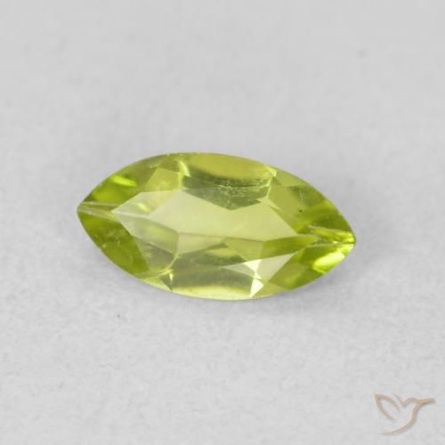 0.54 ct Green Peridot Stone, Natural Peridot in Marquise Facet Shape for Sale
