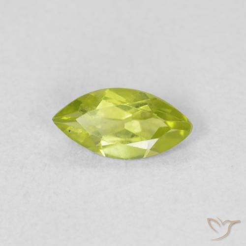 0.53 ct Green Peridot Stone, Natural Peridot in Marquise Facet Shape for Sale