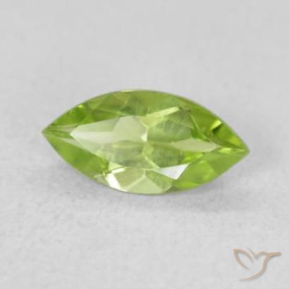 0.61 ct Green Peridot Stone, Natural Peridot in Marquise Facet Shape for Sale