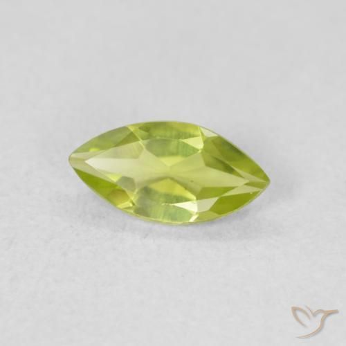 0.57 ct Green Peridot Stone, Natural Peridot in Marquise Facet Shape for Sale