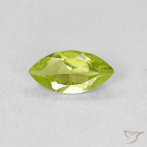 0.62ct Natural Medium Green Peridot, Marquise, VS