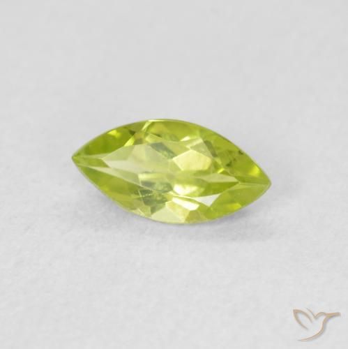 0.55 ct Green Peridot Stone, Natural Peridot in Marquise Facet Shape for Sale
