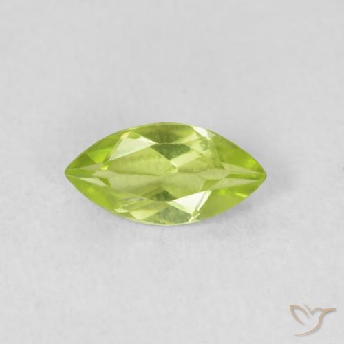 0.60ct Natural Lively Yellowish Green Peridot, Marquise, VS