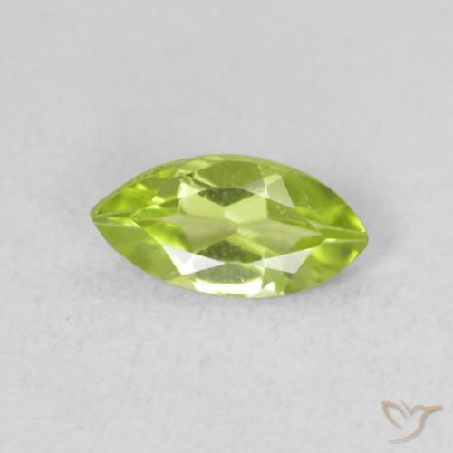 0.51ct Natural Medium Green Peridot, Marquise, VS
