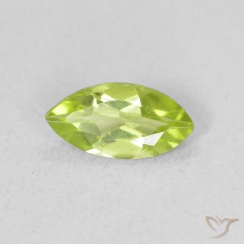 0.51 ct Green Peridot Stone, Natural Peridot in Marquise Facet Shape for Sale