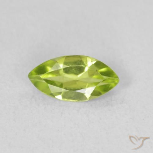0.52ct Natural Medium Green Peridot, Marquise, VS