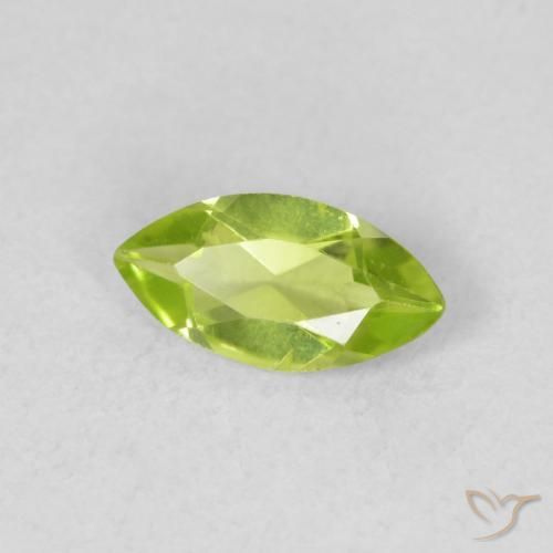 0.57 ct Green Peridot Stone, Natural Peridot in Marquise Facet Shape for Sale