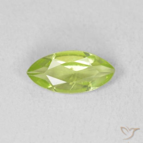 0.55ct Natural Medium Green Peridot, Marquise, VS