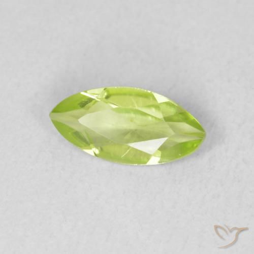 0.55 ct Green Peridot Stone, Natural Peridot in Marquise Facet Shape for Sale