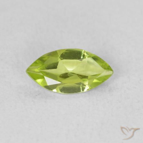 0.55ct Natural Medium Green Peridot, Marquise, VS