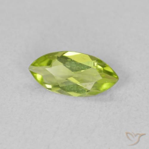0.46 ct Green Peridot Stone, Natural Peridot in Marquise Facet Shape for Sale