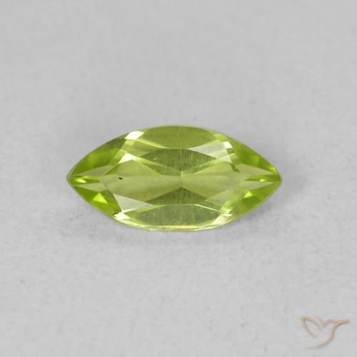 0.58ct Natural Medium Green Peridot, Marquise, VVS-VS
